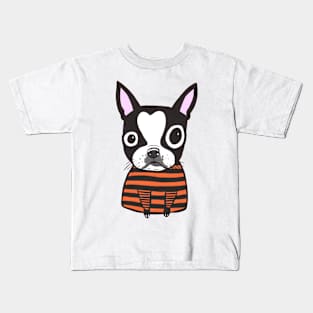 Boston Terrier Stripes Kids T-Shirt